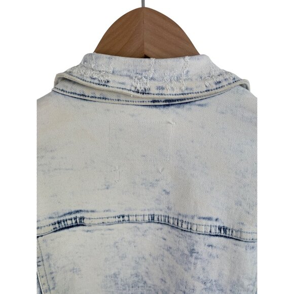 Vervet Flying Monkey Womens Size M Cropped Denim Jean Jacket Dyed Bleach Wash - Picture 7 of 11